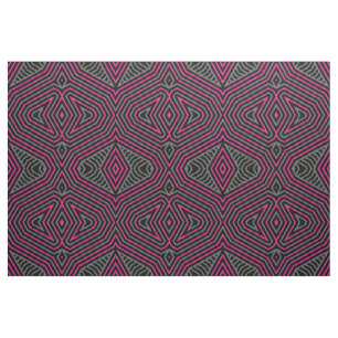 Magenta Grey and Black Ethnic Tribal Pattern Fabric