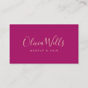 Magenta Handwritten Script Social Media Icons Business Card