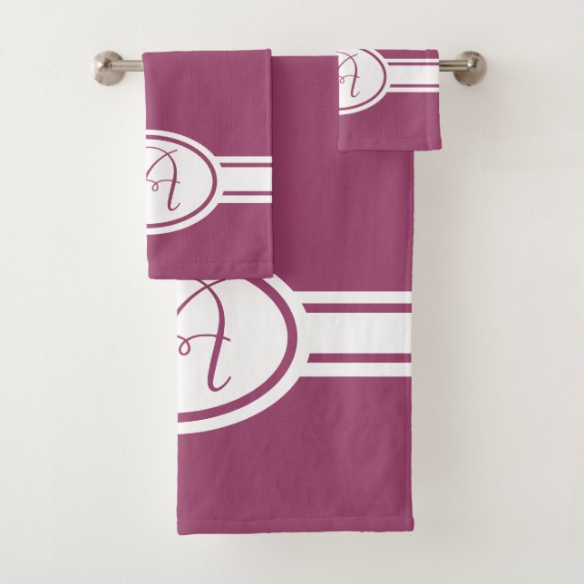 Magenta Haze Monogram Initial Bath Towel Set (Insitu)