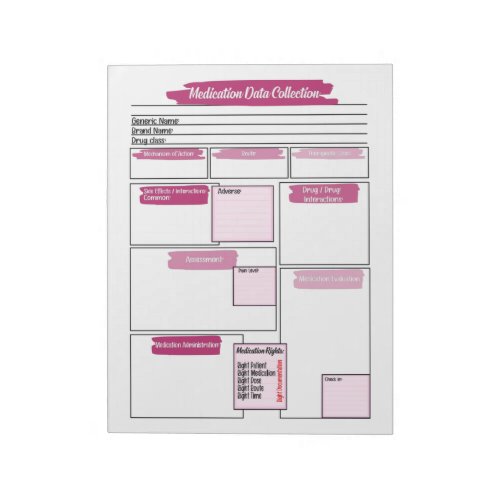Magenta Healthcare Student Medication Template  Notepad