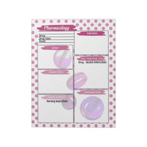  Magenta Healthcare Student Pharmacology Template Notepad