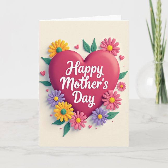 Magenta Heart Blossom Card (Front)