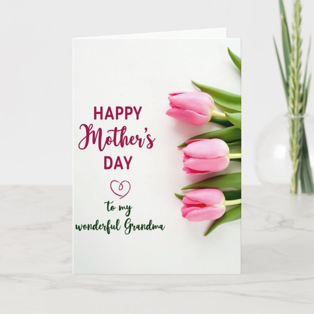 Magenta Heart Grandmas Day Card (Front)