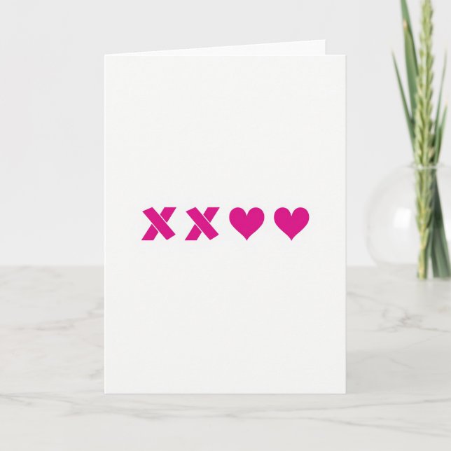 Magenta Hearts Kisses Card (Front)