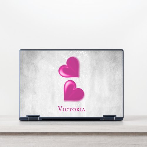 Magenta Hearts Personalized HP Laptop Skin
