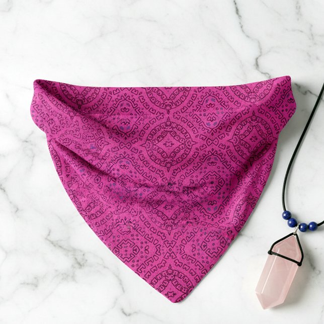 Magenta Hot Pink Boho Chic Mosaic Geometric Bandana (Creator Uploaded)