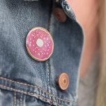 Magenta Hot Pink Donut Button<br><div class="desc">Indulge your sweet tooth! Features a fun pink donut illustration in watercolor. More colors available – check out our shop!</div>