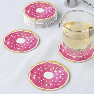 Magenta Hot Pink Donut Coasters