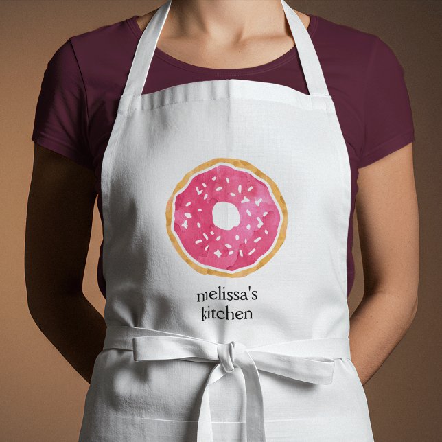Magenta Hot Pink Donut Personalized Apron (Creator Uploaded)