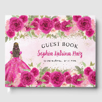 Magenta Hot Pink Gold Floral Princess Quinceañera