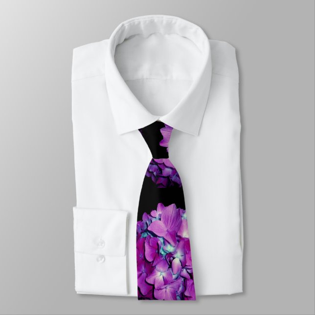 Magenta hydrangea neck tie (Tied)