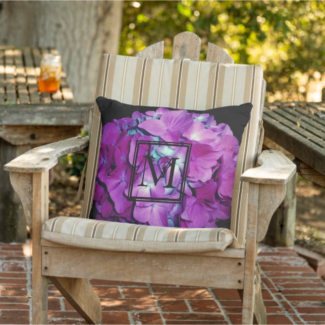 Magenta Hydrangea Outdoor Pillow (Chair)