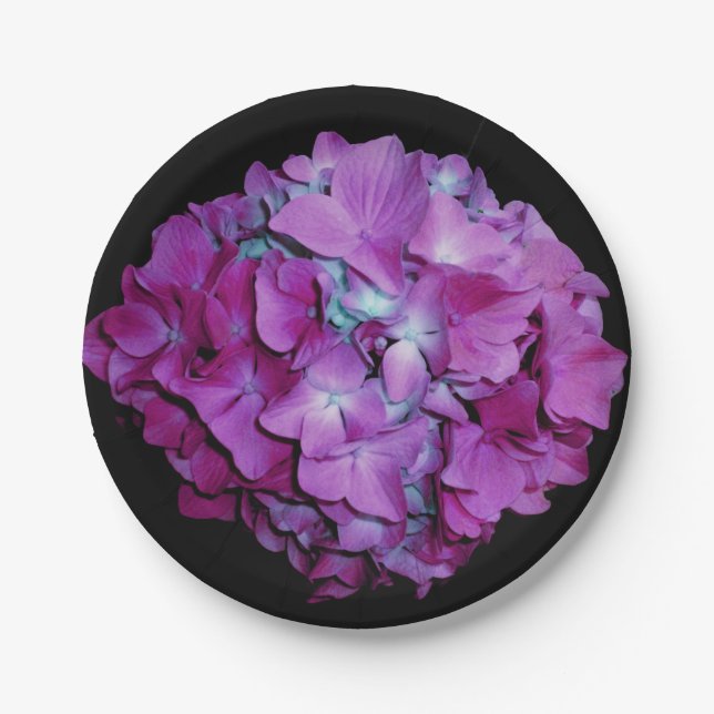 Magenta  Hydrangea Paper Plates (Front)