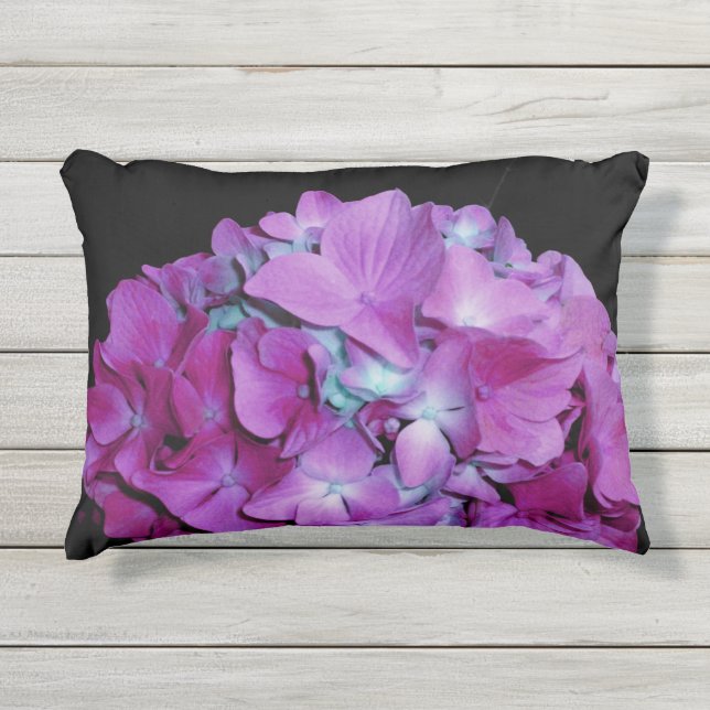 Magenta Hydrangeas Outdoor Pillow (Front)