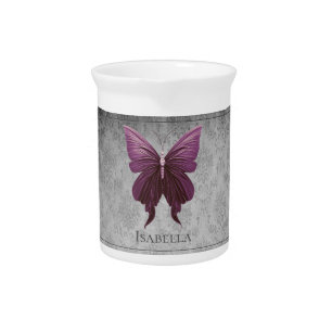 Magenta Jeweled Butterfly Beverage Pitcher
