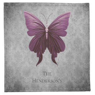 Magenta Jeweled Butterfly Cloth Napkin
