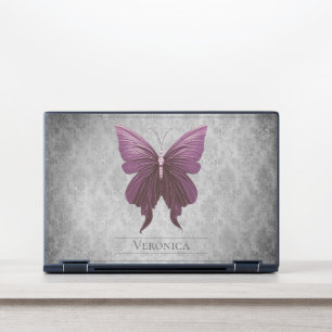 Magenta Jeweled Butterfly Damask HP Laptop Skin