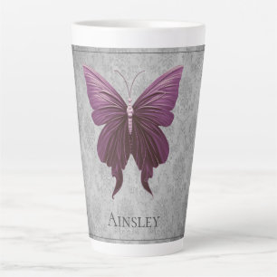 Magenta Jeweled Butterfly Latte Mug