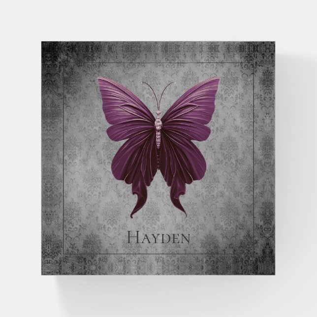 Magenta Jeweled Butterfly Paperweight (Front)