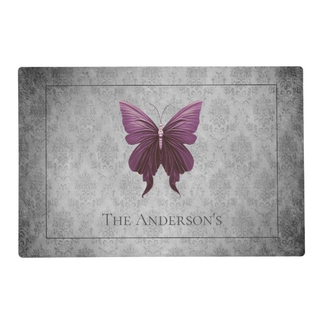 Magenta Jeweled Butterfly Placemat (Front)