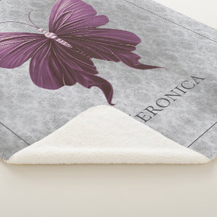 Magenta Jeweled Butterfly Sherpa Blanket