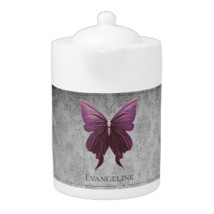 Magenta Jeweled Butterfly Teapot