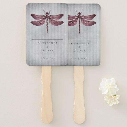 Magenta Jeweled Dragonfly Wedding Favor Hand Fan