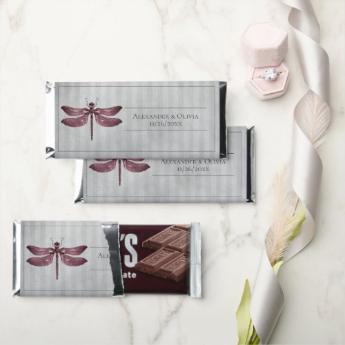 Magenta Jeweled Dragonfly Wedding Hershey Bar Favors