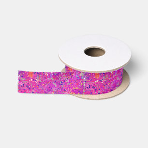 Magenta Jubilee Abstract Print Satin Ribbon