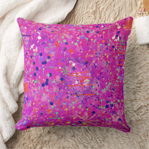 Magenta Jubilee Abstract Print Throw Pillow
