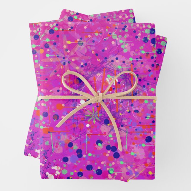 Magenta Jubilee Abstract Print  Wrapping Paper Sheets (In situ)