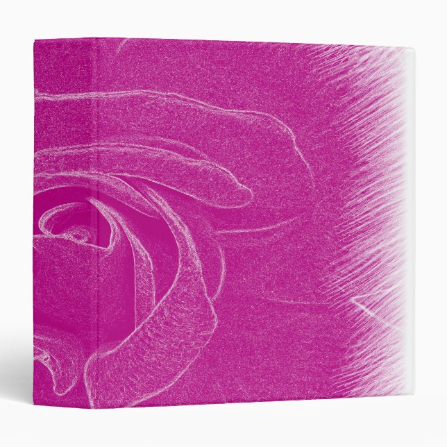 Magenta lace rose 3 ring binder (Front/Spine)