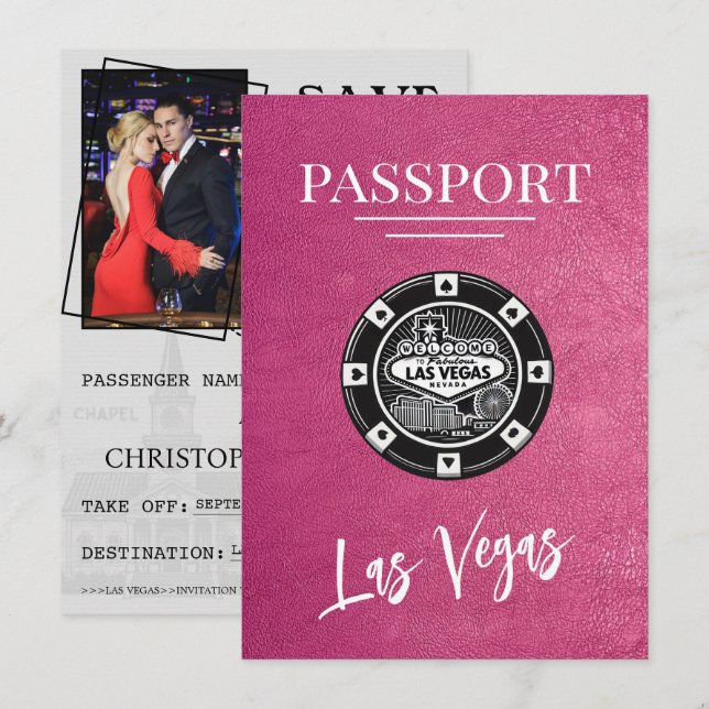 Magenta Las Vegas Passport Save The Date (Front/Back)