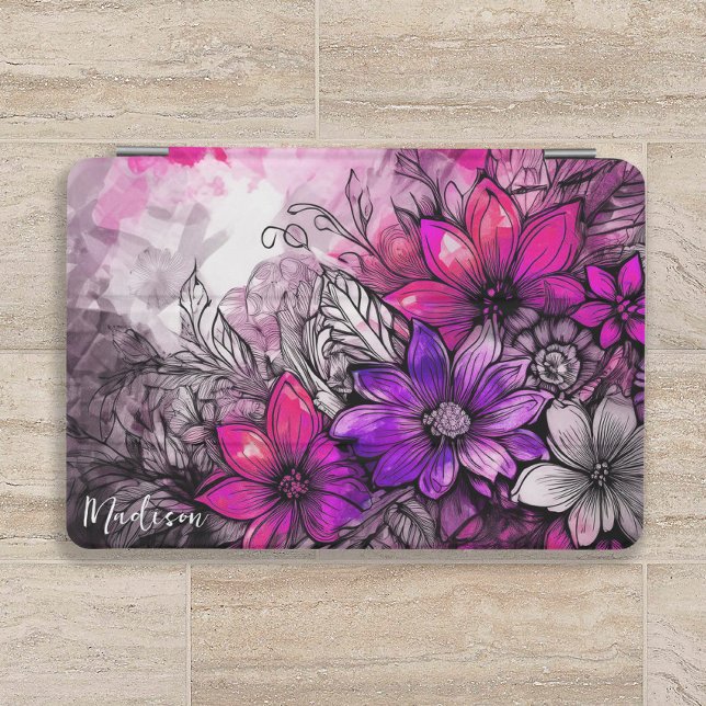Magenta Lavender Floral Watercolor iPad Mini Cover (Creator Uploaded)