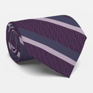 Magenta Lavender Stripes On Mauve Diamond Pattern  Neck Tie
