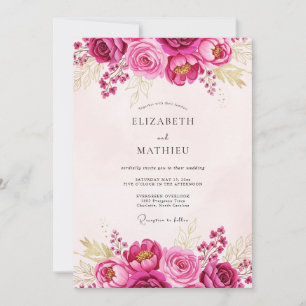 Magenta Lavish Spring Wedding Invitation