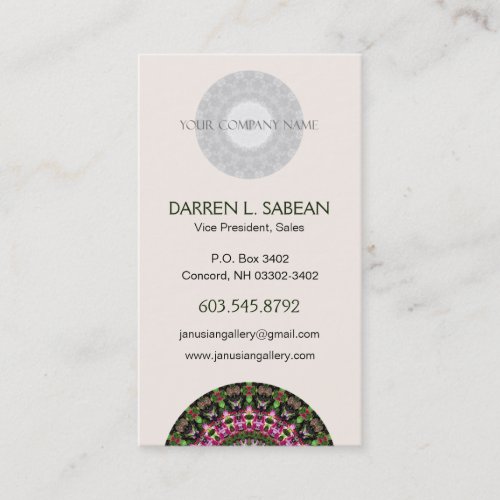 Magenta  Leaf Green Mandala Art Kaleidoscope Business Card