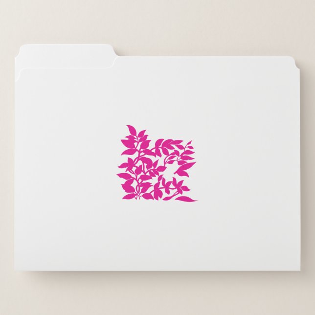 Magenta Leafy Branch Pattern File Folder (Front Left)