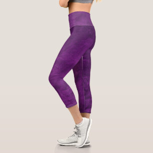 Magenta Leather Design Capri Leggings