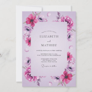 Magenta Lilac Anemone Wedding Invitation