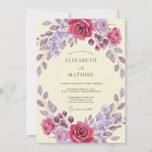 Magenta Lilac Foliage Eucalyptus Wedding Invitation