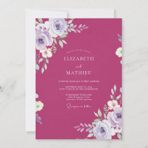 Magenta Lilac Foliage Soft Eucalyptus Wedding Invitation
