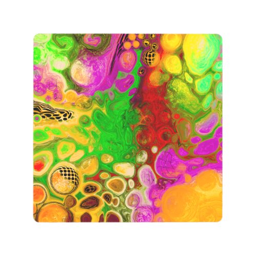 Magenta Lime Green Black Yellow abstract art  