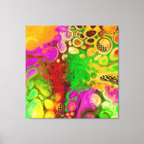 Magenta Lime Green Black Yellow abstract art Canvas Print