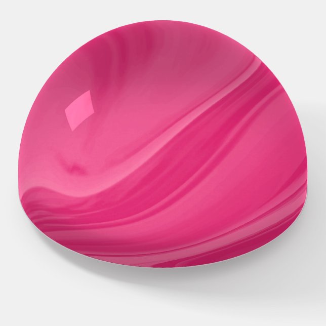Magenta Liquid Marble Background Paperweight (Angled)