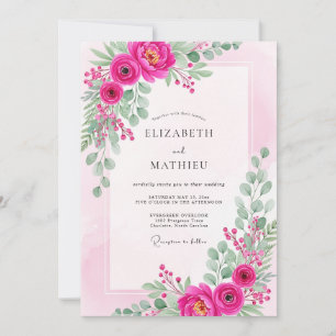 Magenta Lively Spring Wedding Invitation