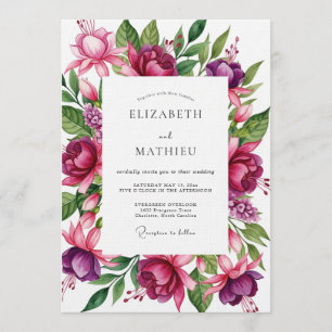 Magenta Lush Bloom Wedding Invitation