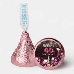 Magenta Luxury Wine 40th Birthday Personalized Hershey®'s Kisses®