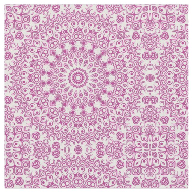 Magenta Mandala Geometric Pattern Fabric (Close Up)