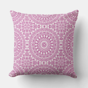 Magenta Mandala Geometric Pattern Throw Pillow